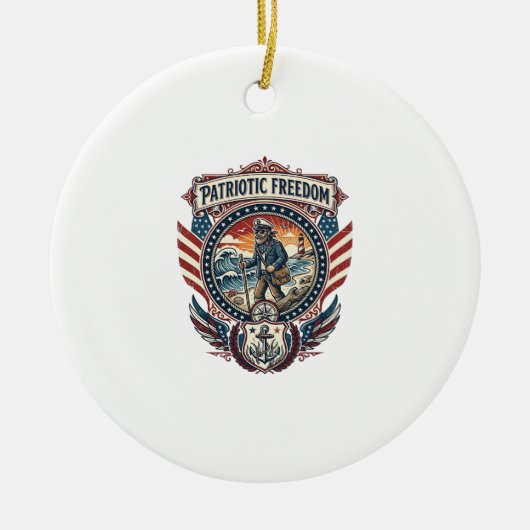 Patriottische Strandjutter Vector Graphic T-shirt_ Keramisch Ornament (Voorkant)
