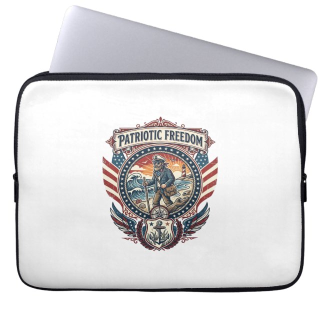 Patriottische Strandjutter Vector Graphic T-shirt_ Laptop Sleeve (Voorkant)