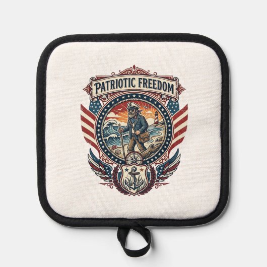 Patriottische Strandjutter Vector Graphic T-shirt_ Pannenlap (Voorkant)