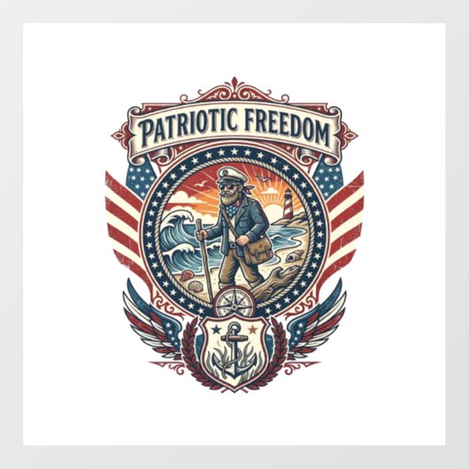 Patriottische Strandjutter Vector Graphic T-shirt_ Raamsticker (Vel)