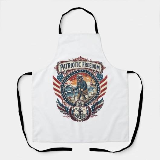 Patriottische Strandjutter Vector Graphic T-shirt_ Schort (Voorkant)