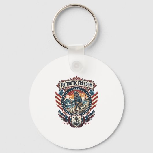 Patriottische Strandjutter Vector Graphic T-shirt_ Sleutelhanger (Voorkant)