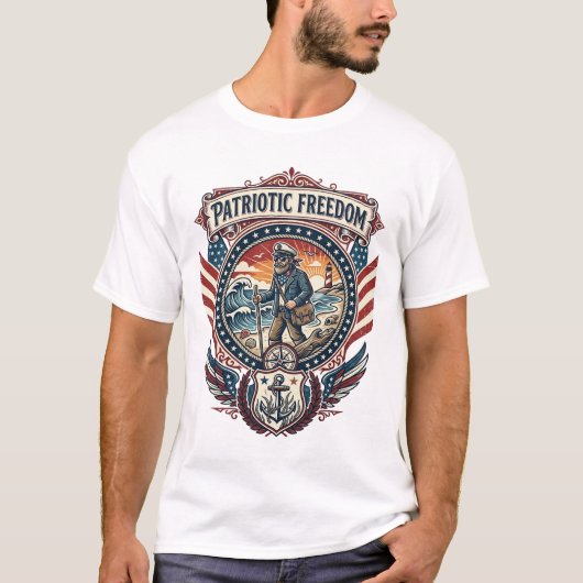 Patriottische Strandjutter Vector Graphic T-shirt_ T-shirt (Voorkant)