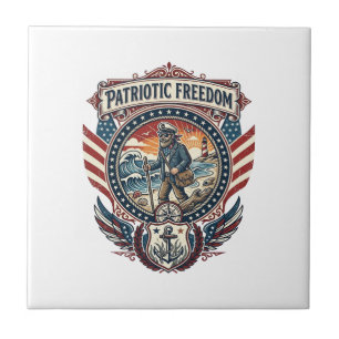 Patriottische Strandjutter Vector Graphic T-shirt_ Tegeltje