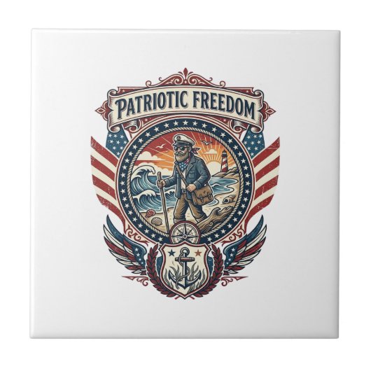 Patriottische Strandjutter Vector Graphic T-shirt_ Tegeltje (Voorkant)