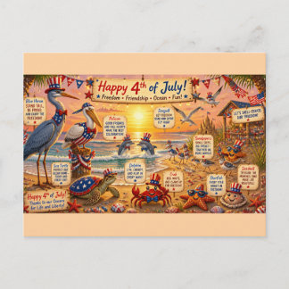 Patriottische strandzeedieren briefkaart