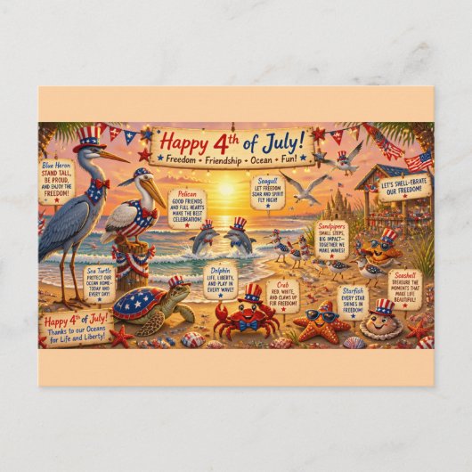 Patriottische strandzeedieren briefkaart (Voorkant)