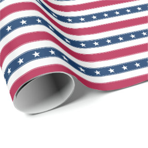 Patriottische strepen & sterren (kleine horizontal cadeaupapier