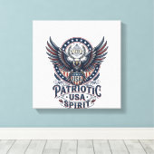 Patriottische Strijdhavik Patriottische Adelaar & Canvas Afdruk (Insitu (Houten vloer))