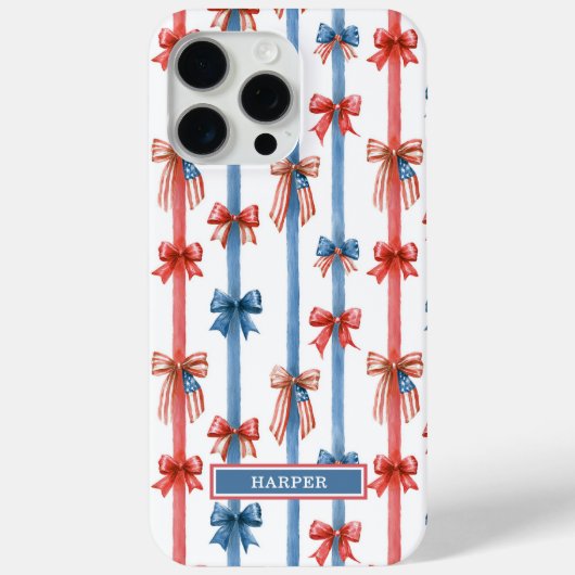 Patriottische Strikken en Strepen met Monogram Case-Mate iPhone Case (Achterkant)