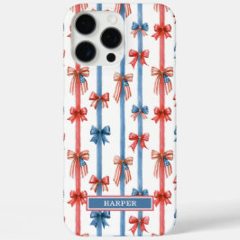Patriottische Strikken en Strepen met Monogram iPhone 16 Pro Max Hoesje