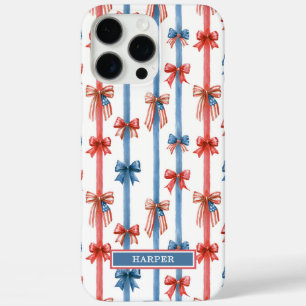 Patriottische Strikken en Strepen met Monogram iPhone 16 Pro Max Hoesje