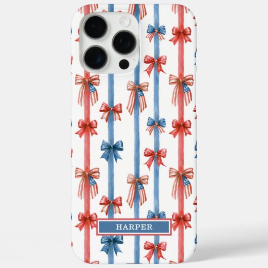 Patriottische Strikken en Strepen met Monogram Case-Mate iPhone Case (Achterkant)