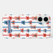 Patriottische Strikken en Strepen met Monogram Case-Mate iPhone Case (Achterkant (horizontaal))