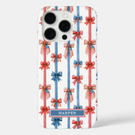 Patriottische Strikken en Strepen met Monogram iPhone 16 Pro Hoesje