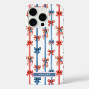 Patriottische Strikken en Strepen met Monogram iPhone 16 Pro Hoesje