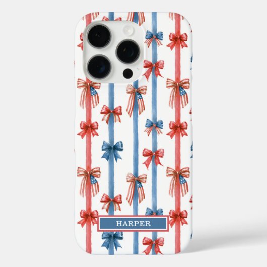 Patriottische Strikken en Strepen met Monogram Case-Mate iPhone Case (Achterkant)