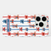 Patriottische Strikken en Strepen met Monogram Case-Mate iPhone Case (Achterkant (horizontaal))