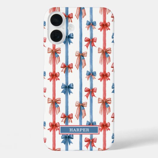 Patriottische Strikken en Strepen met Monogram Case-Mate iPhone Case (Achterkant)