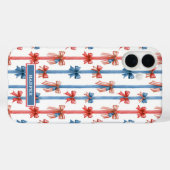 Patriottische Strikken en Strepen met Monogram Case-Mate iPhone Case (Achterkant (horizontaal))