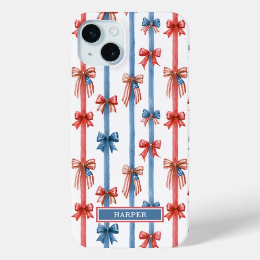 Patriottische Strikken en Strepen met Monogram Case-Mate iPhone Case (Achterkant)
