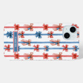 Patriottische Strikken en Strepen met Monogram Case-Mate iPhone Case (Achterkant (horizontaal))