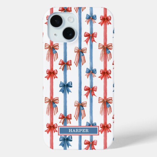 Patriottische Strikken en Strepen met Monogram Case-Mate iPhone Case (Achterkant)