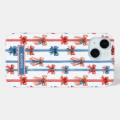 Patriottische Strikken en Strepen met Monogram Case-Mate iPhone Case (Achterkant (horizontaal))