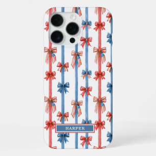 Patriottische Strikken en Strepen met Monogram iPhone 16 Pro Max Hoesje