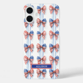 Patriottische Strikken Op Strepen Monogram Verstev iPhone 16 Plus Hoesje