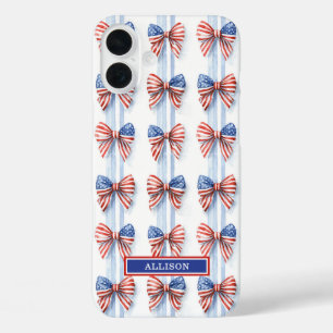 Patriottische Strikken Op Strepen Monogram Verstev iPhone 16 Plus Hoesje