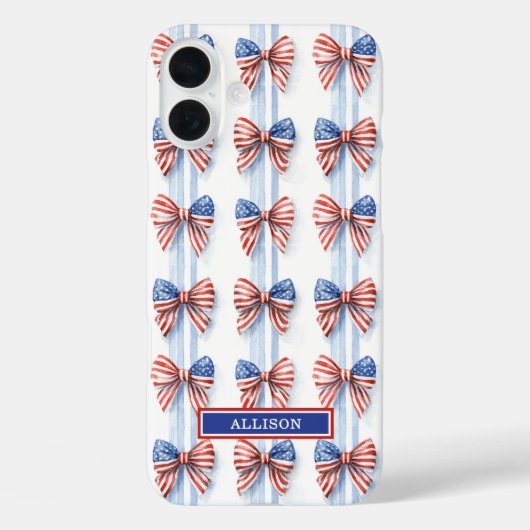 Patriottische Strikken Op Strepen Monogram Verstev Case-Mate iPhone Case (Achterkant)