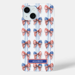 Patriottische Strikken Op Strepen Monogram Verstev iPhone 15 Case