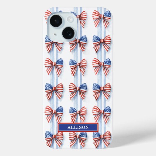 Patriottische Strikken Op Strepen Monogram Verstev Case-Mate iPhone Case (Achterkant)