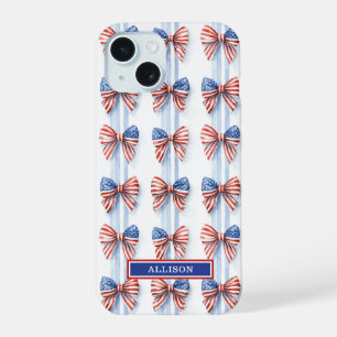 Patriottische Strikken Op Strepen Monogram Verstev iPhone 15 Case