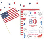 Patriottische Summer Cookout 80th Birthday Party Kaart<br><div class="desc">Stars en Stripes 80th Birthday-uitnodiging voor een gezinsvriendelijke buitenshuis cookies of picnic party</div>