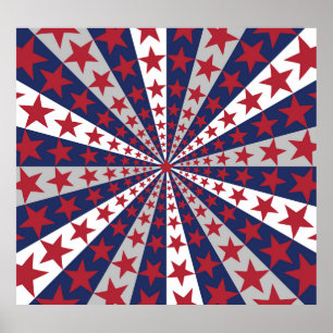 Patriottische Sunburst: kunstwerk met Amerikaanse  Poster