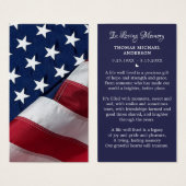 Patriottische sympathie Funeral Memorial Prayer Ka Visitekaartje (Voorkant /achterkant)