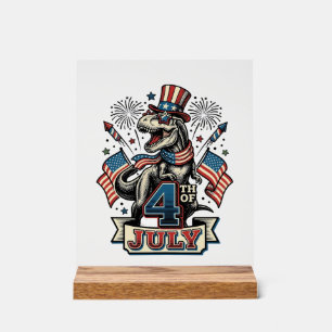 Patriottische T-Rex 4 juli vintage shirt ontwerp_1 Acryl Bord