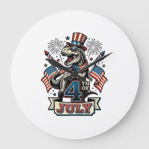 Patriottische T-Rex 4 juli vintage shirt ontwerp_1 Grote Klok