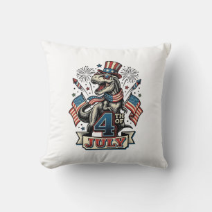 Patriottische T-Rex 4 juli vintage shirt ontwerp_1 Kussen