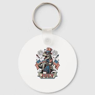 Patriottische T-Rex 4 juli vintage shirt ontwerp_1 Sleutelhanger