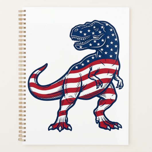 Patriottische T-Rex Amerikaanse Vlag Dinosaurus On Planner (Voorkant)