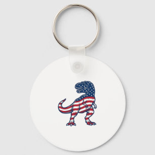 Patriottische T-Rex Amerikaanse Vlag Dinosaurus On Sleutelhanger