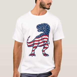 Patriottische T-Rex Amerikaanse Vlag Dinosaurus On T-shirt
