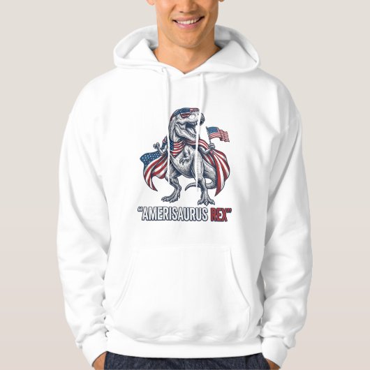 Patriottische T-Rex Amerisaurus Rex Witte Shirt On (Voorkant)