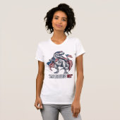 Patriottische T-Rex Amerisaurus Rex Witte Shirt On (Voorkant volledig)
