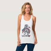 Patriottische T-Rex Amerisaurus Rex Witte Shirt On (Volledige Voorkant)