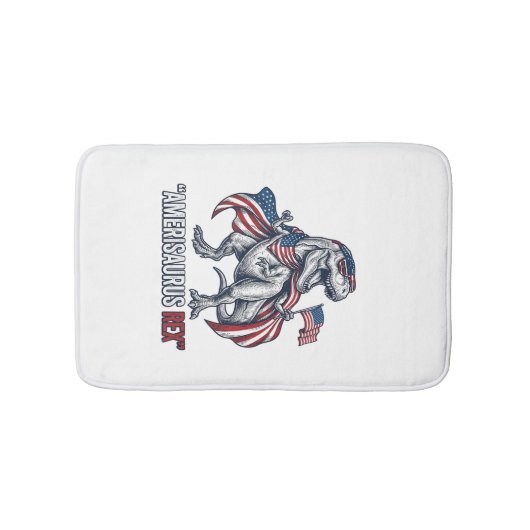 Patriottische T-Rex Amerisaurus Rex Witte Shirt On Badmat (Voorkant)