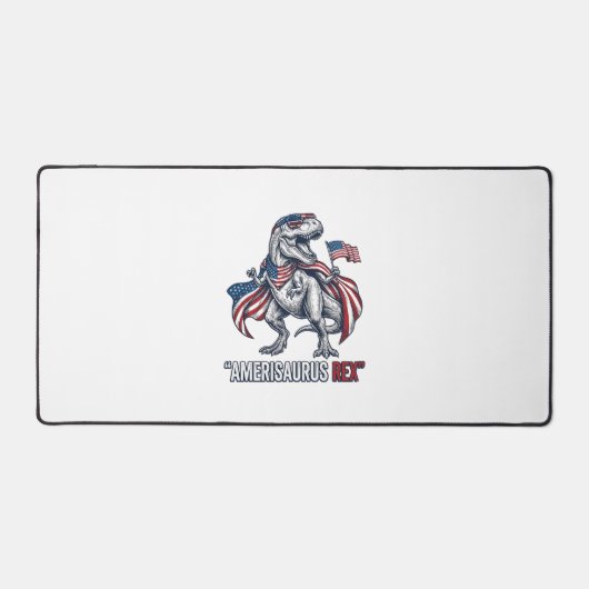 Patriottische T-Rex Amerisaurus Rex Witte Shirt On Bureaumat (Voorkant)